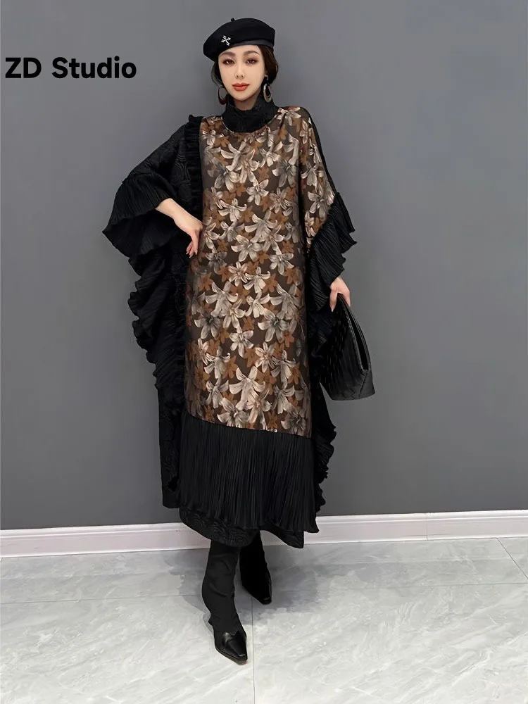 

[ZD Studio] 2023 Spring New Korean Fashion Trend Bat Sleeve Dress Lace Style Women Loose robe