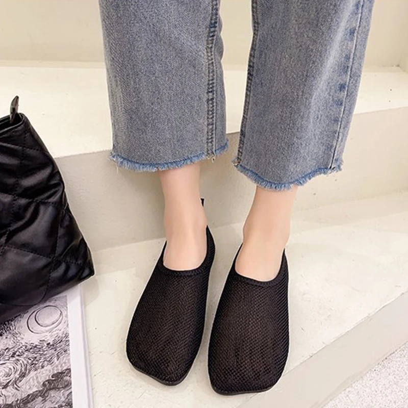 Туфли женские с принтом зебры дышащие удобные лоферы квадратный носок плоская