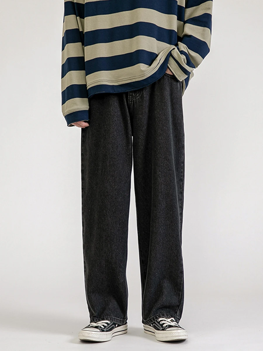 Baggy Jeans Men 2023 New Spring Autumn Korean Streetwear Black Denim Trousers High Quality Loose Straight Wide Leg Pants Gray
