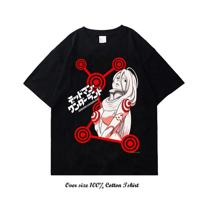 Man summer t-shirt Japanese Anime Deadman Wonderland 100% cotton t shirt Cartoon Harajuku Unisex T-Shirt Oversized Short Sleeve