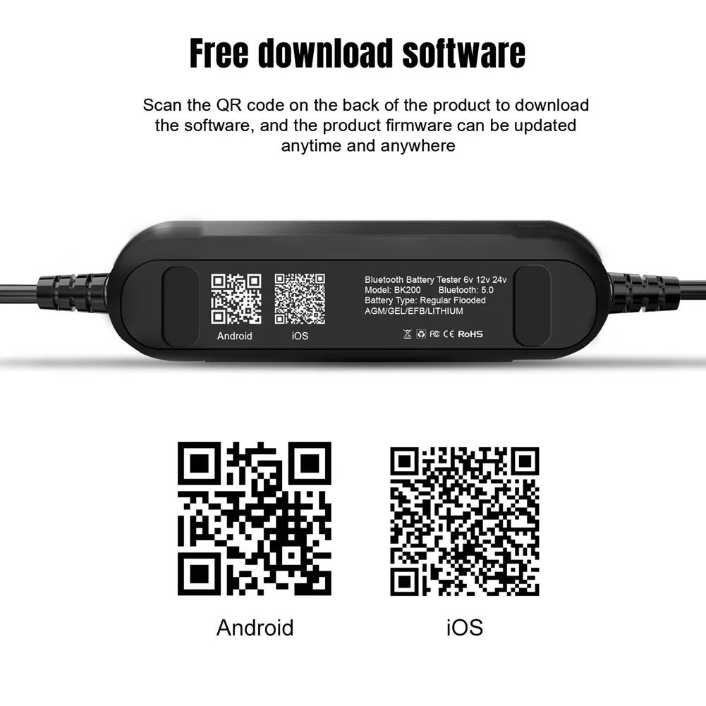 

12V/24V Car Bluetooth Test Battery BK200 Lead-Acid Test Battery Diagnostic Tools Test Automotive Cranking Lead Acid Battery