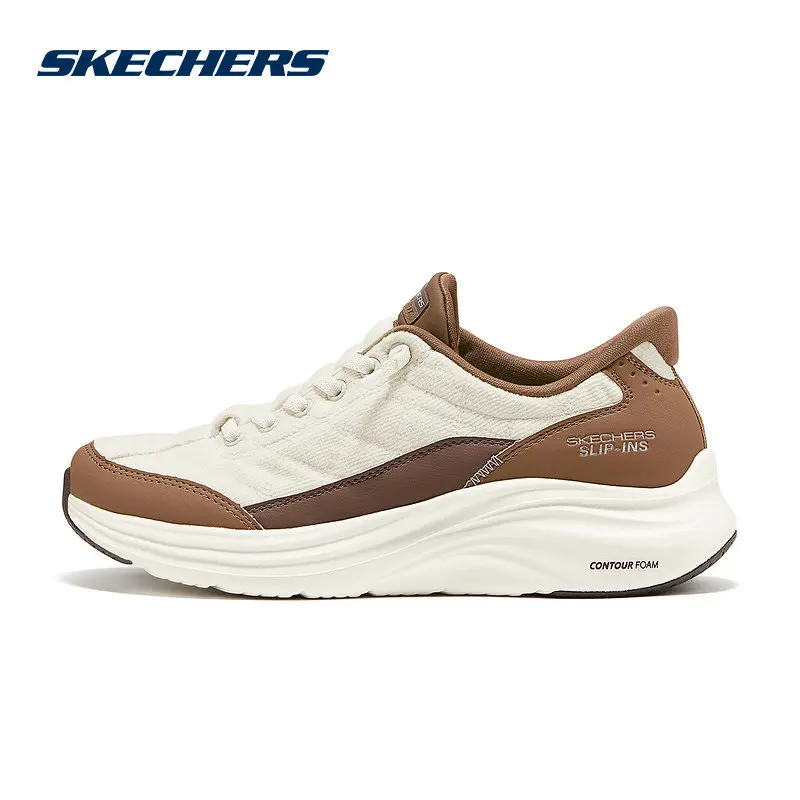 Фото Женские повседневные кроссовки Skechers 150417‑NTBR, натуральный коричневый цвет, с толстой амортизирующей подошвой, легкие и удобные для ежедневных прогулок. №2
