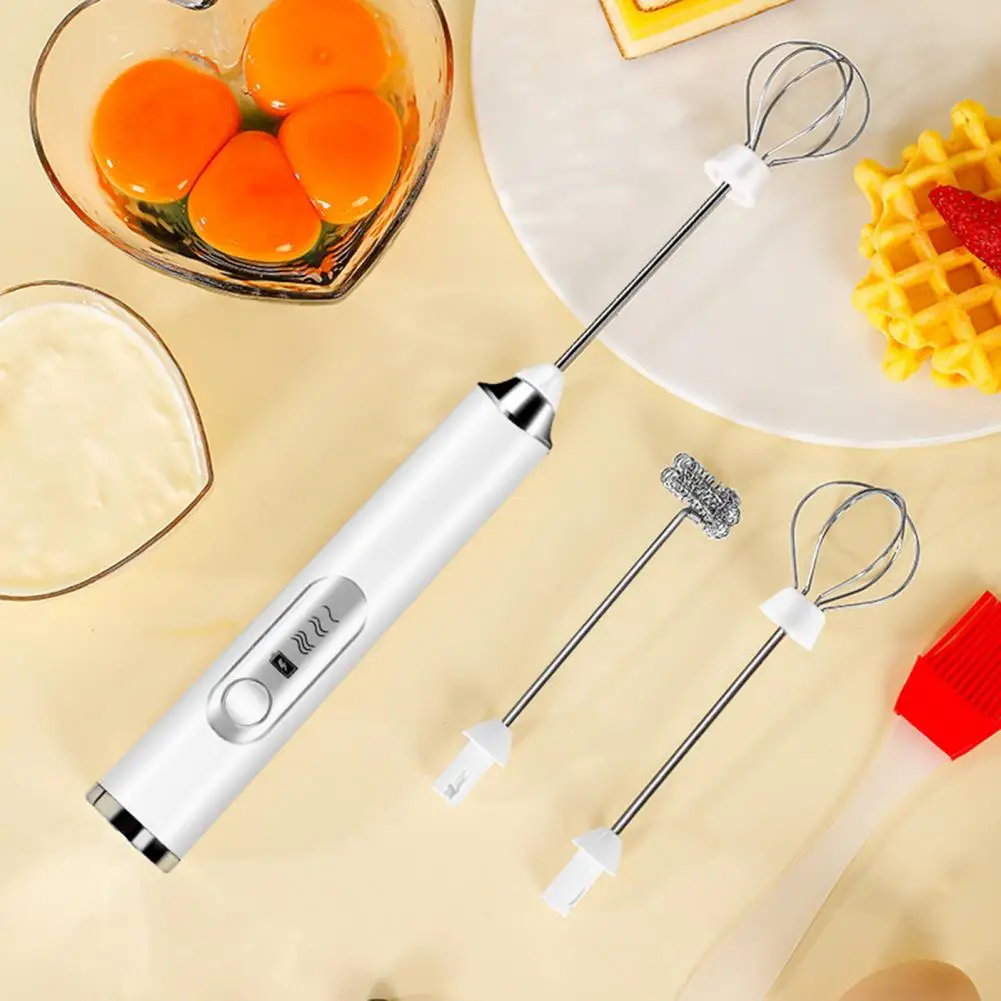 

1 Set Electric Egg Beater USB Rechargeable 3 Gears Handheld Whisk Coffee Blender Milk Frother Foamer for Kitchen Cafe Beater