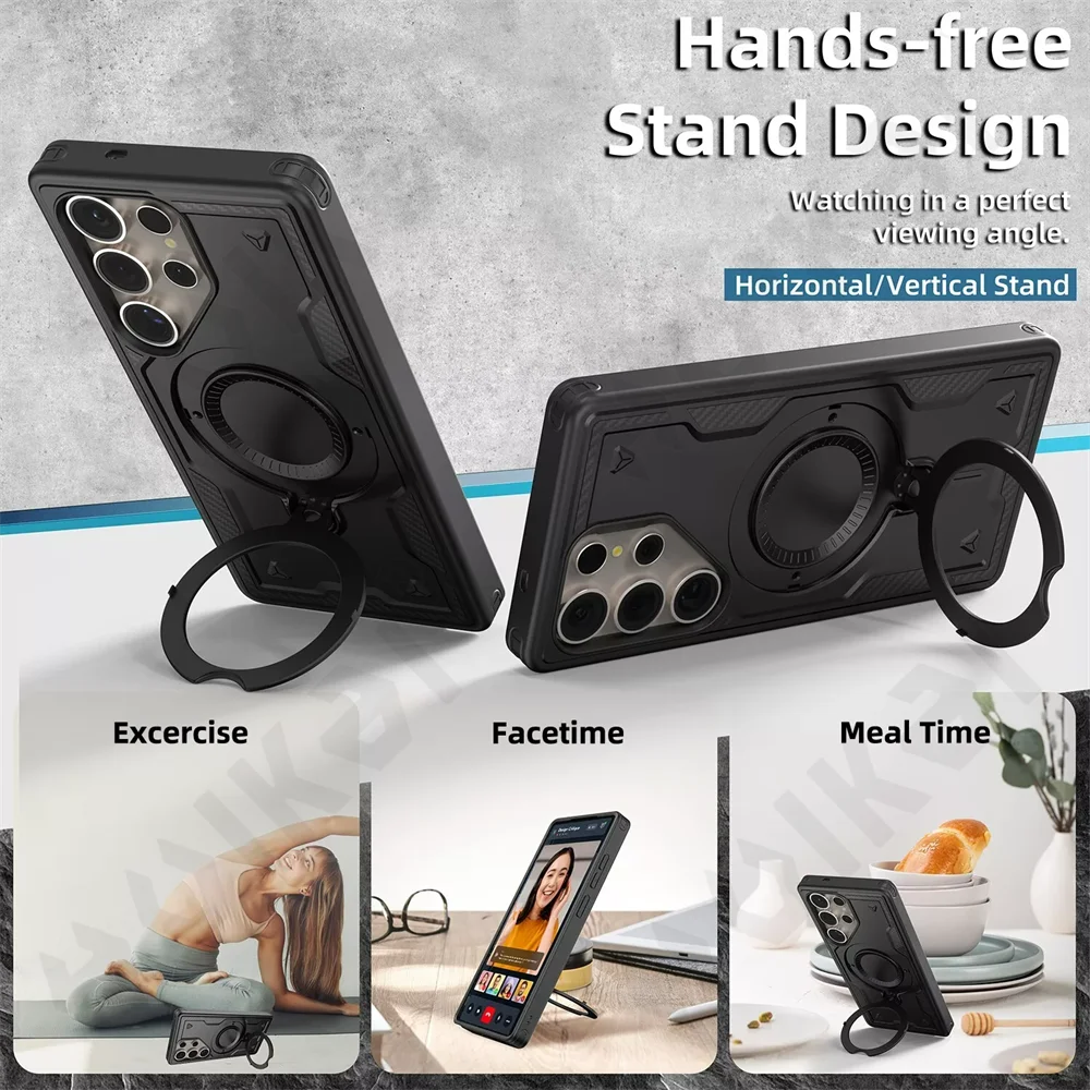 Чехол для Samsung Galaxy S25 S24 S23 Ultra Plus FE A16 A15 A55 4G 5G с вращающейся магнитной прочной