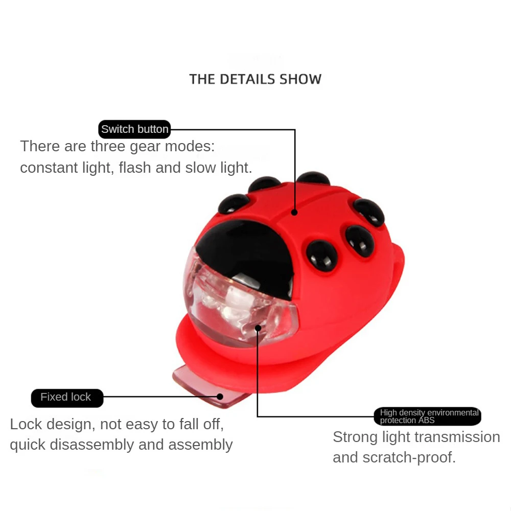 

Bicycle Waterproof Ladybug Lights Children Balance Car Bicycle Headlight LED Silicone Cartoon Lights Outdoor Cycling Accessories