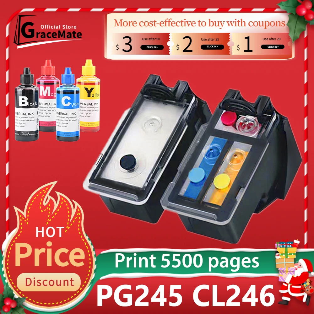 

PG 245 CL 246 for Canon Pixma MG2924 MG2920 MG2922 MG2420 MG2400 MG2580 Printer Replacement for Canon pg245 cl246 Ink Cartridge