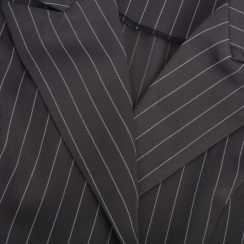 2021 Spring Autumn New Fashion Grey Striped Short Blazers Single-button Elegant Suits Women Long Sleeve Trendy Commuters Blazer