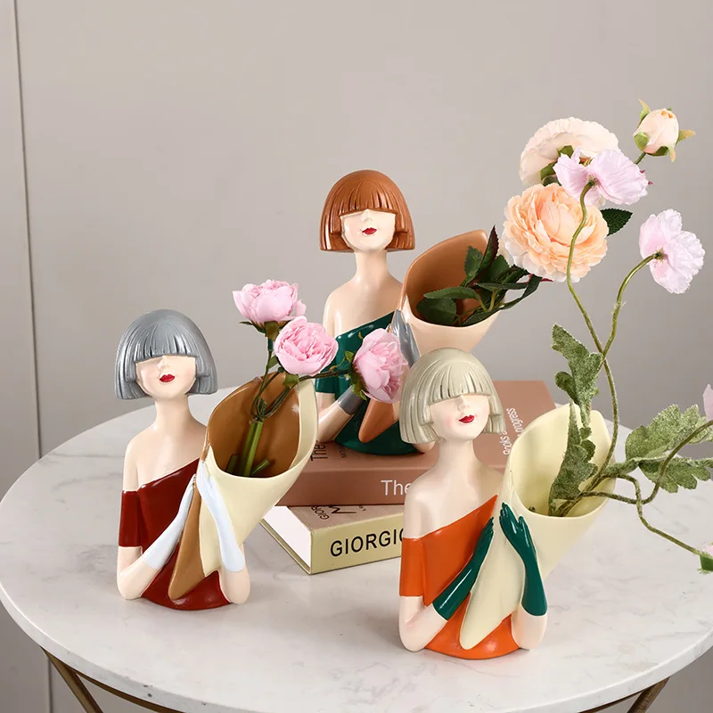 

Современная простая стильная модная ваза с цветочной композицией для девочек, уникальная женская цветочная композиция в форме держателя, украшение для цветов