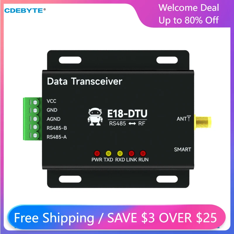 

CC2530 Zigbee 3.0 Wireless Data Transmission Station 20dBm RS485 CDEBYTE E18-DTU(Z20-485) DC8V ~ 28V Zigbee Data Transceiver