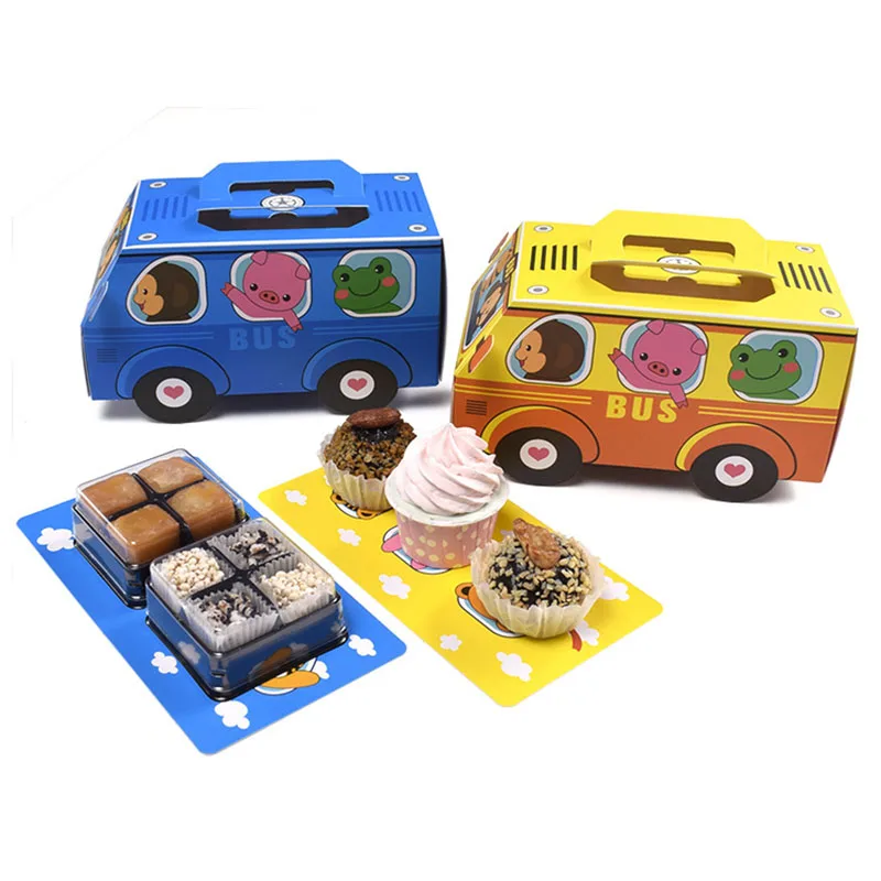 Blue Yellow Kids Birthday Paper Sweet Cookies Gift Boxes Kawaii Baby Shower Decor Boy Girl Favors