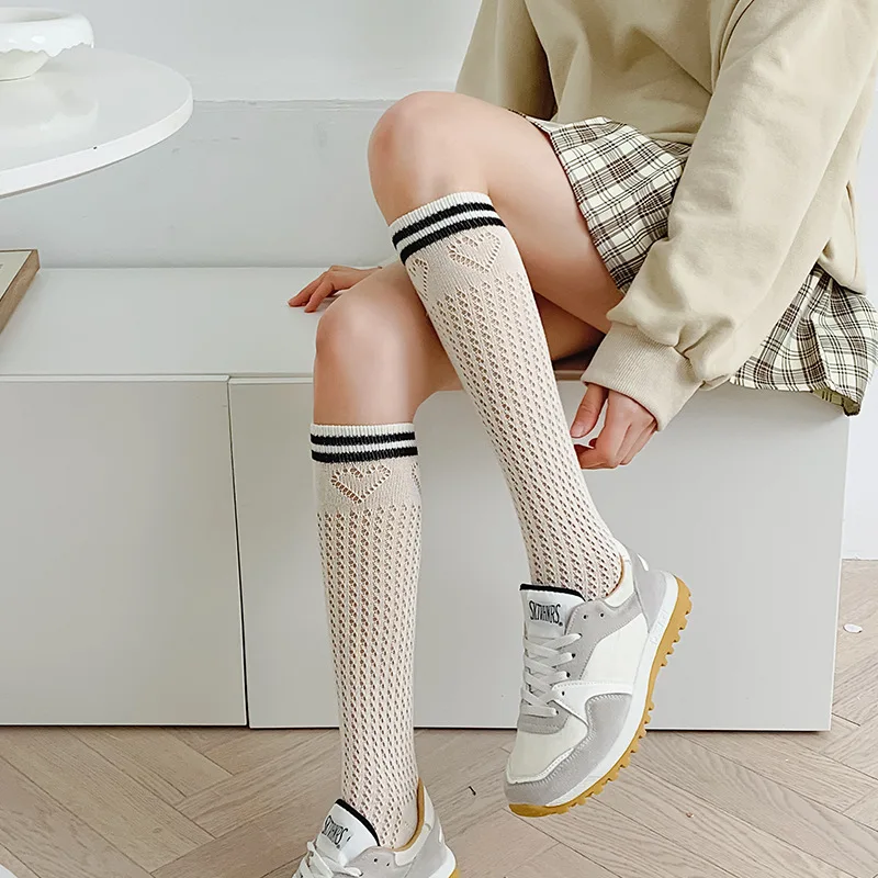 

Calf Socks Women's Spring and Summer Day Department Jk Stockings Hollowed Out College Style Mesh High Stockings Long Socks