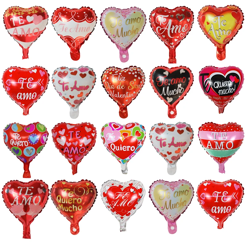 

50/100pcs 10inch Spanish TE AMO Foil Balloons Red Love Heart Globos Wedding Valentine's Days Party Decor Birthday Party Supplies