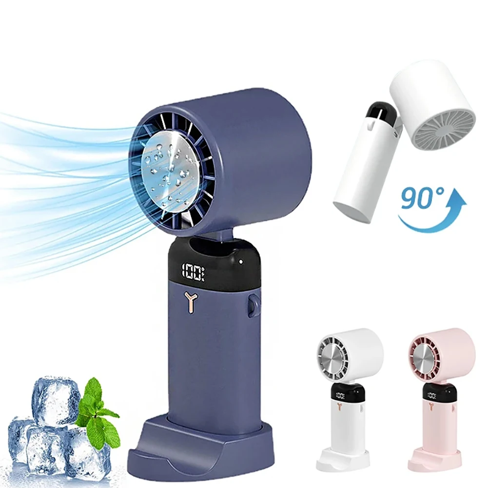 

Portable Handheld Fan USB Rechargeable Personal Cooling Fan Neck Hanging Foldable Fan Digital Display for Outdoor Home Office