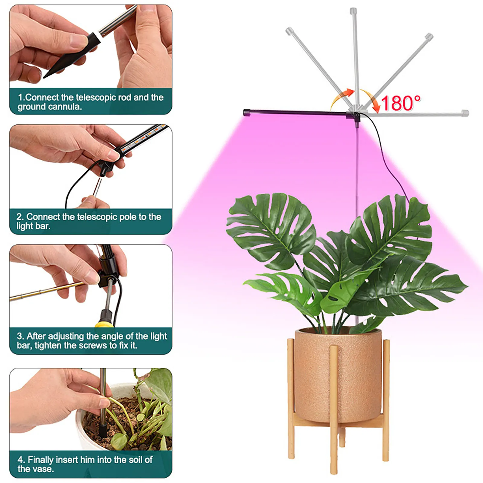 Светодиодная фитолампа полного спектра с зажимом лампа для растений теплиц