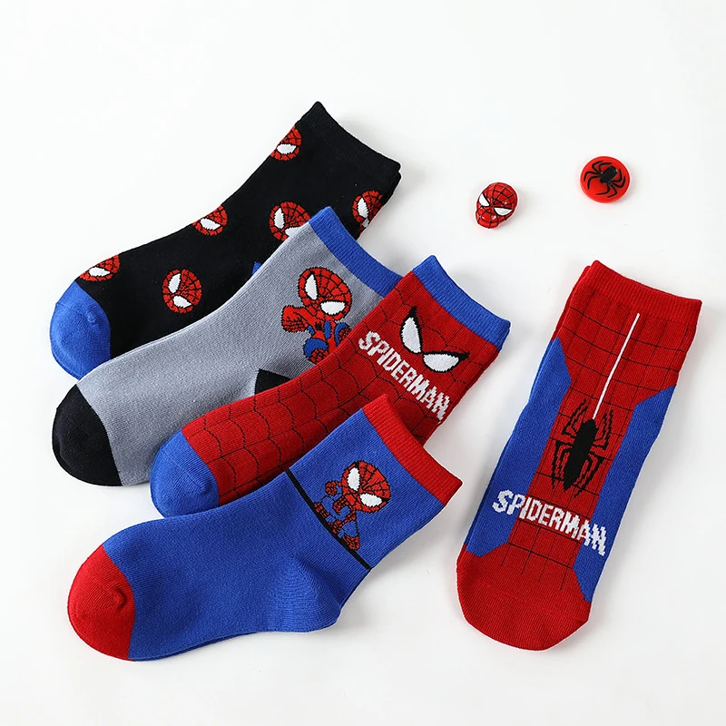 5pairs/Lot Spiderman Baby Boys Winter Socks Kids Autumn Children Short Socks Cotton Breathable Cartoon Warm Floor Girls Socks