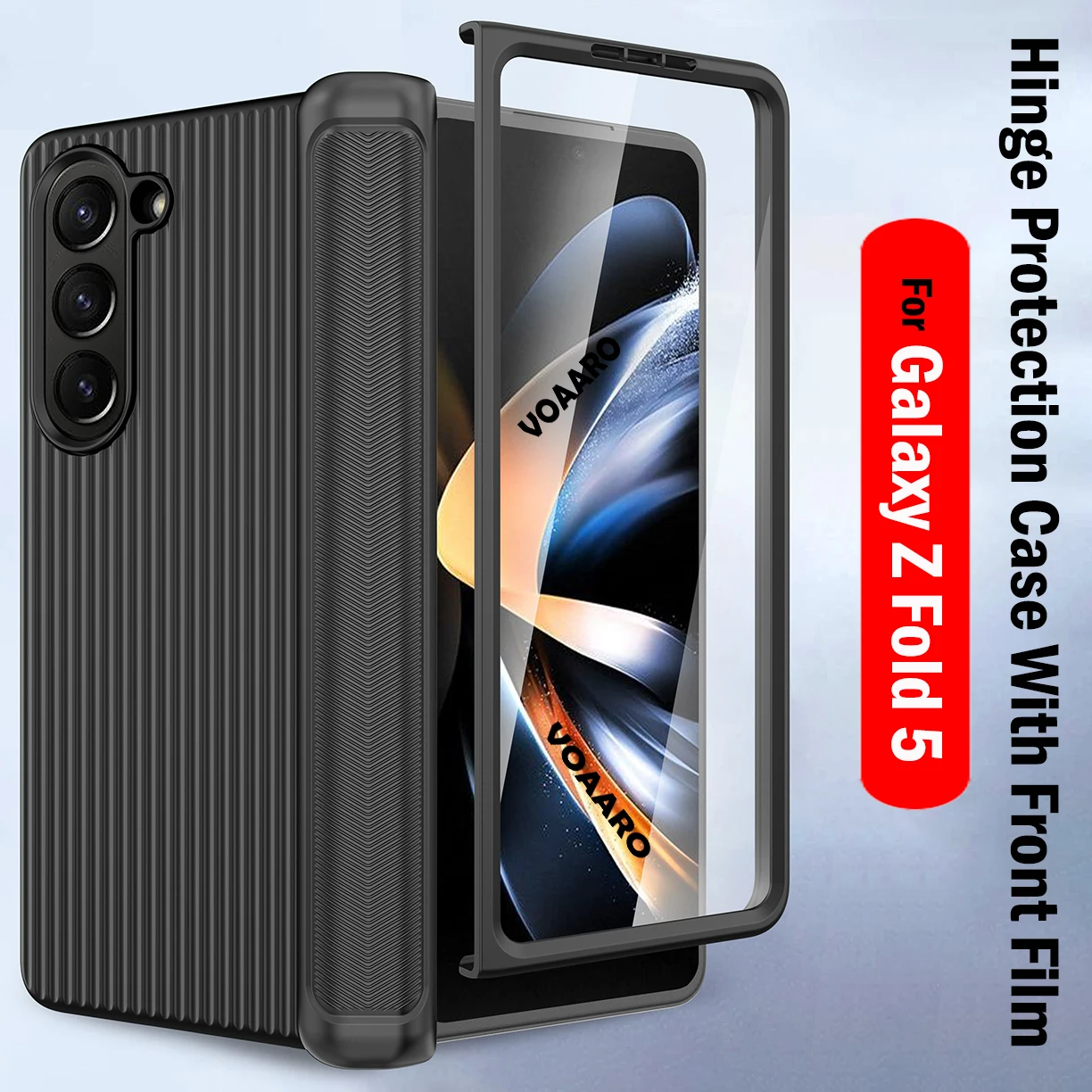 

Чехол для Samsung Galaxy Z, Складывающийся в 5 звёзд, с защитой на шарнирах, встроенная защита для экрана из закаленного стекла, нескользящий текстурный 3D чехол