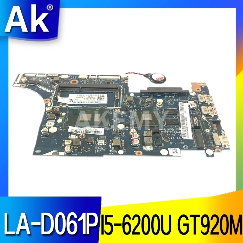 

AKemy BIVS3/BIVE3 LA-D061P Motherboard FOR Lenovo Ideapad 500S-13ISK E31-80 Laptop Motherboard CPU I5-6200U GT920M 100% Test
