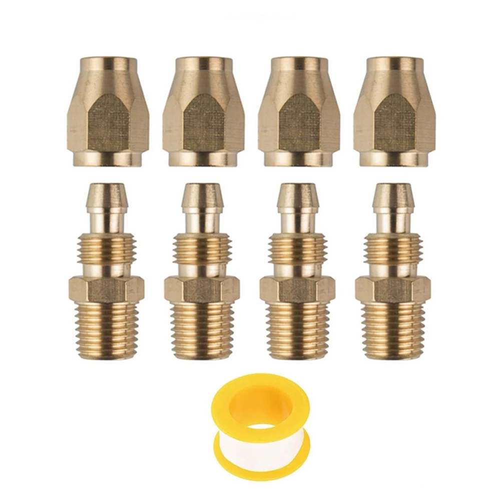 

4set 1/4Inch Air Hose Repair Kit Brass Gold Connector Reusable Hose Splicer 2.36 X 1.97 X 0.79 Inches For PVC PE Plastic Hoses
