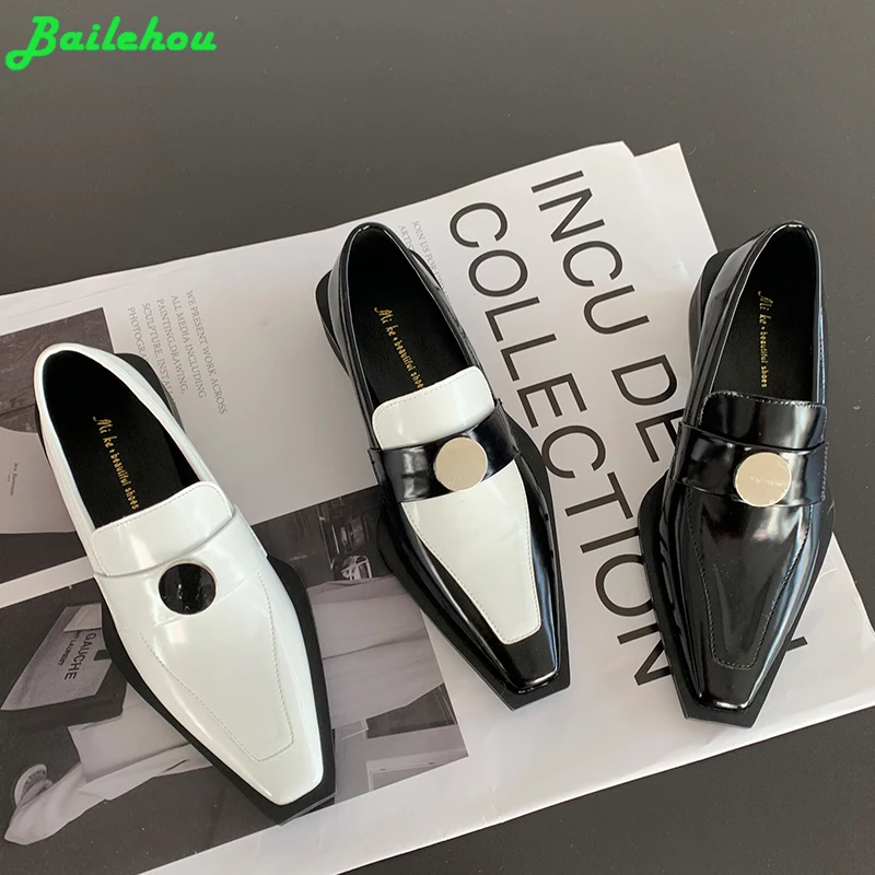 

Women Pumps Fashion Black High Heels 2023 New In Ladies Sandals Slides Footwear Square Toe Loafers Casual Outside Female Shoes