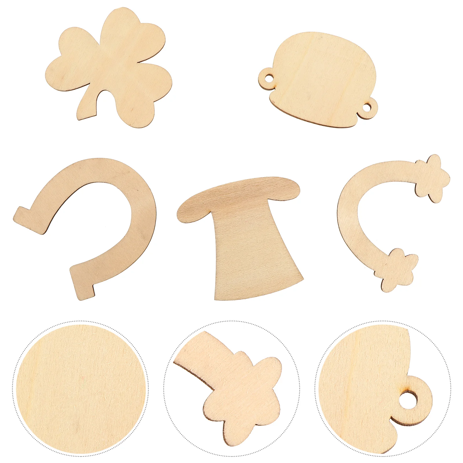 

50pcs Paintable Lovely St. Patrick's Day DIY Creative Unfinished Wood Slices Decorations Wood Crafts for House DIY Party