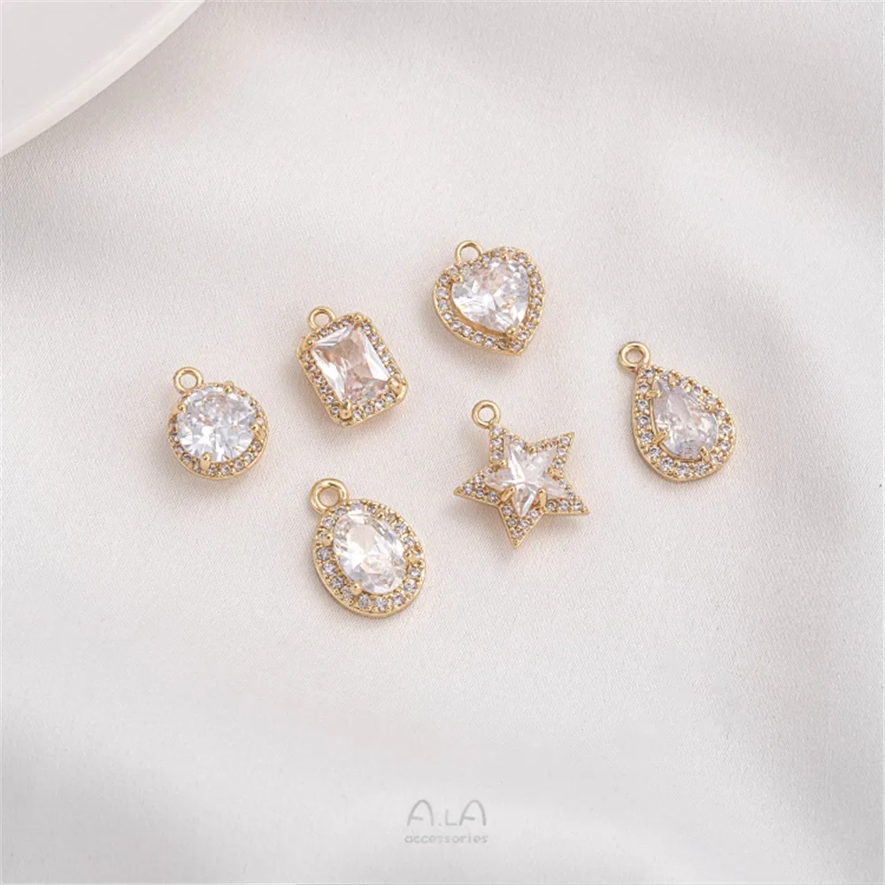 14-каратное позолоченное микроинкрустированное цирконом геометрический