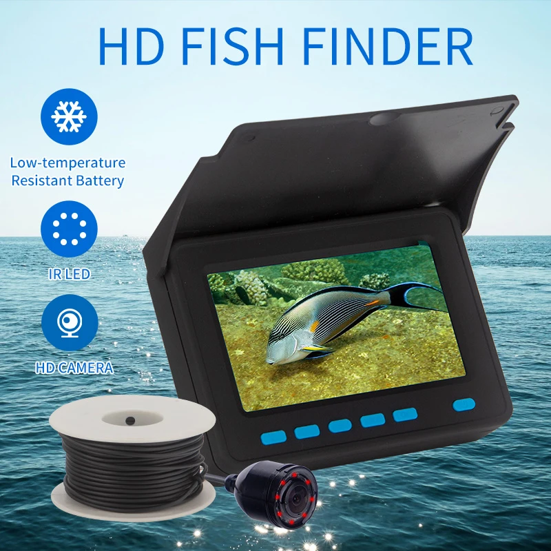 

SYANSPAN DVR Fishfinder 8500mA Battery 4.3" HD Display 1200TVL Coldproof 8 IR LED Light Underwater Camera for Winter Ice Fishing