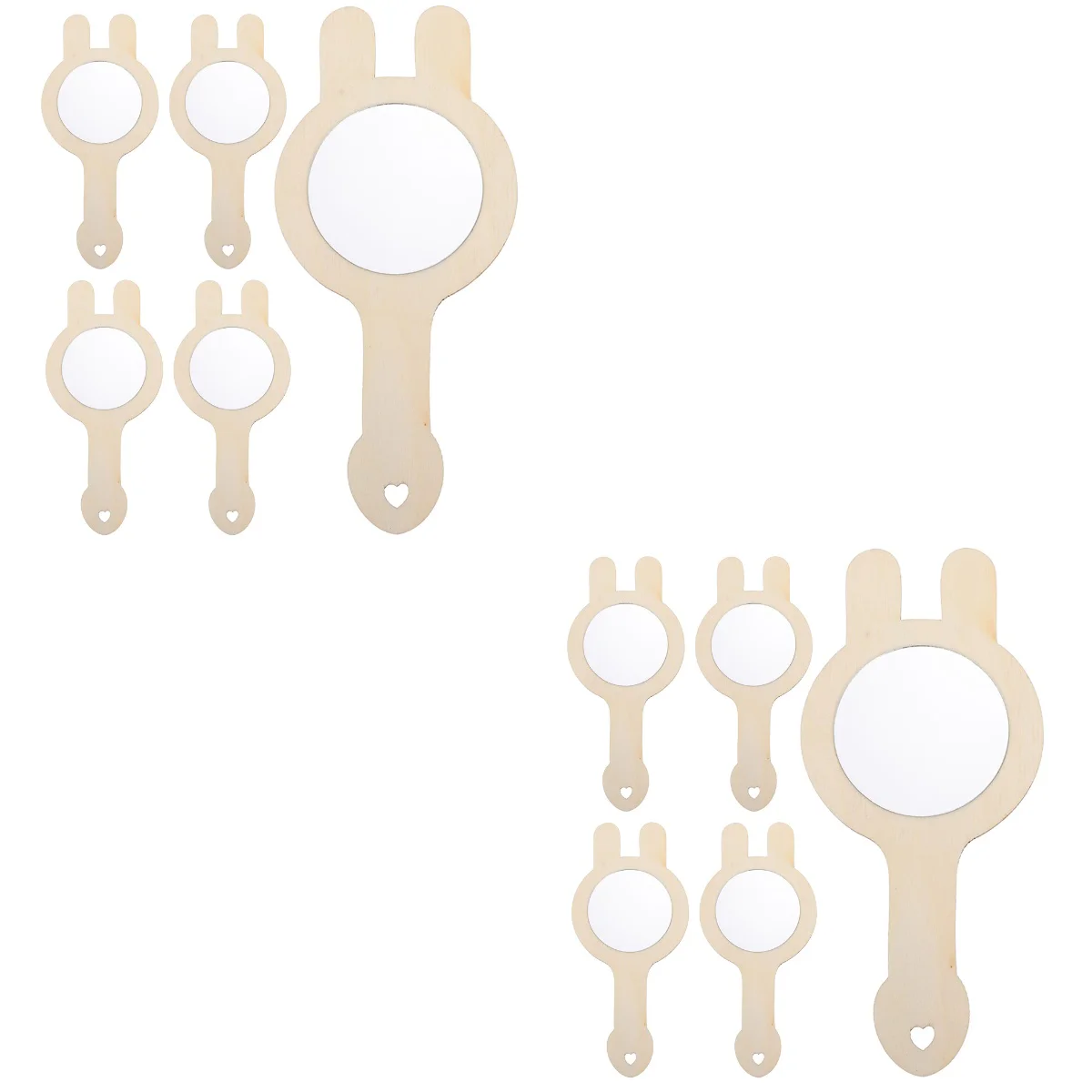

10 Pcs DIY Wooden Mirror Kids DIY Painting Handy Mirror Unpainted Wooden Mirror