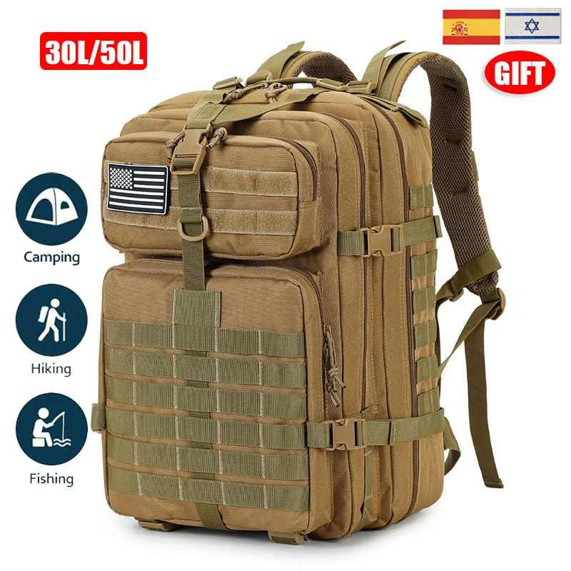 

Bag Men Military Tactical Backpack Black Army Green 3P Rucksack Outdoor 30L/50L Camping Fishing Bag Hiking Hunting Backpacks