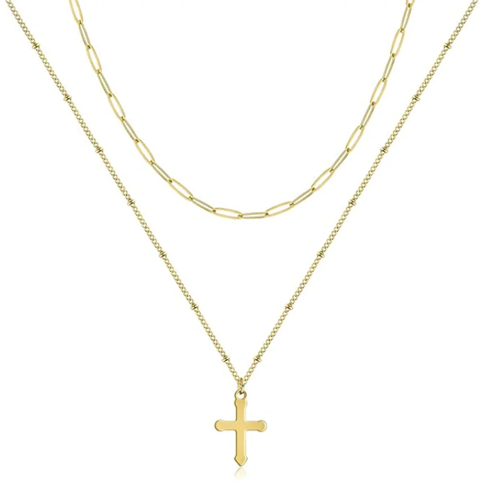 ZMZY золотой цвет минимализм луна Шарм многослойная цепочка из нержавеющей стали