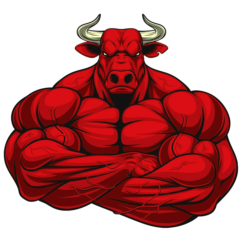 

Body Building Bull Funny Car Sticker Automobiles Bumper Trunk Laptop Rear Windshield Exterior Accessories Decal PVC14x13cm