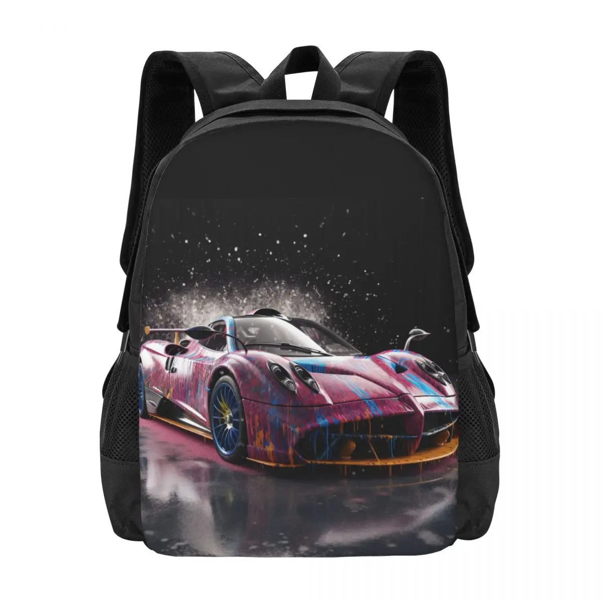 

Speed Sports Car Backpack Liquid Splash Explosion Male Polyester Camping Backpacks Soft Casual High School Bags Rucksack