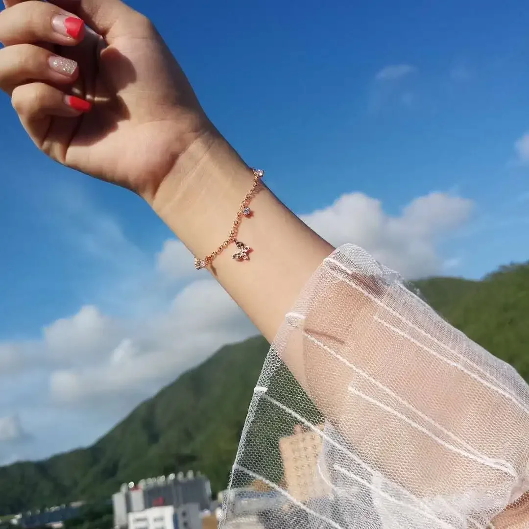 Браслеты-подвески из стерлингового серебра 925 пробы с кристаллами для женщин