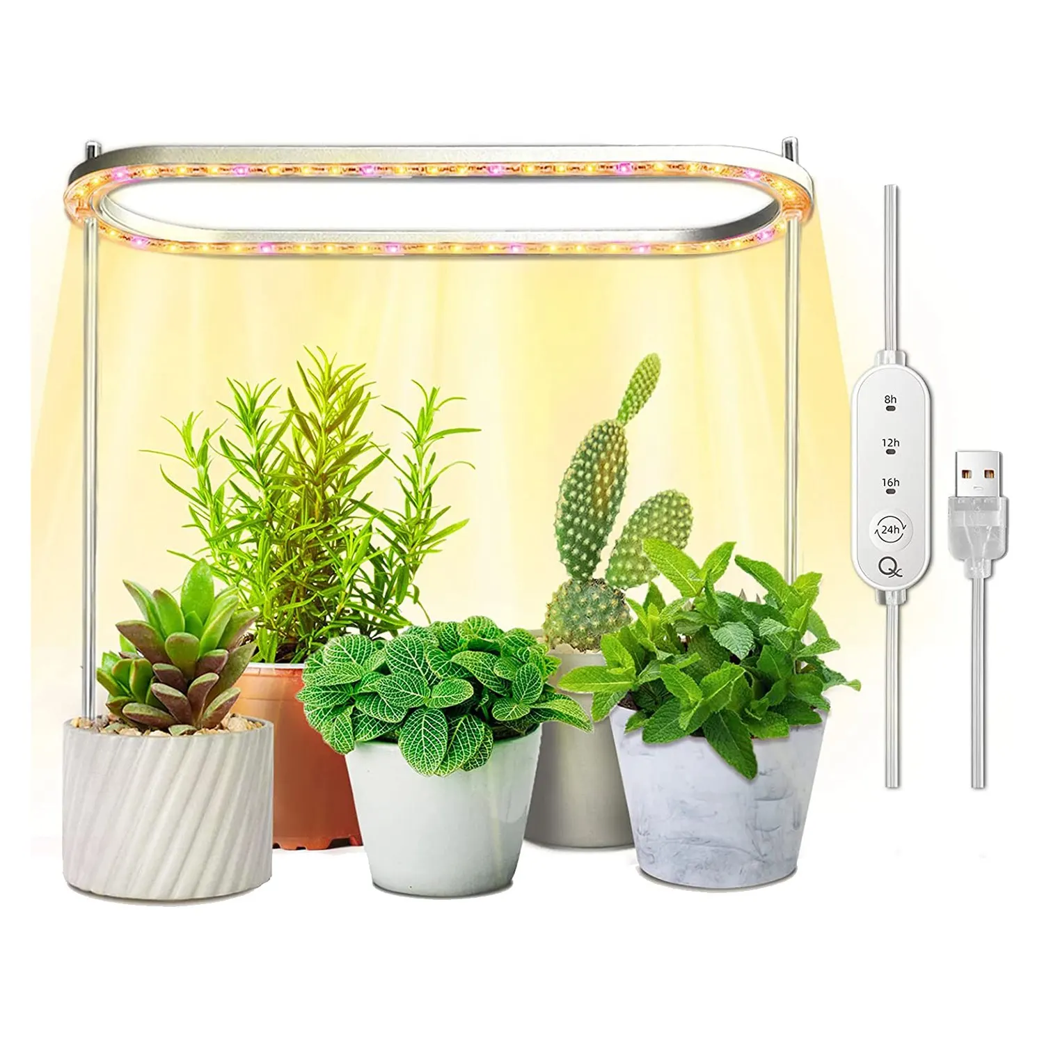S For Indoor Plants, Full Spectrum Led 50 Grow With Yellow Lights, Height Adjustable Halo Growing