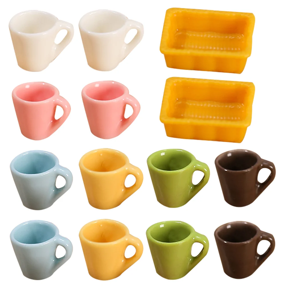 

14 Pcs Coffee Toy Mini Tea Mugs Toys Miniature Cups Plates Coffee Decor Mini Coffee Mug Pretend Mini Cup
