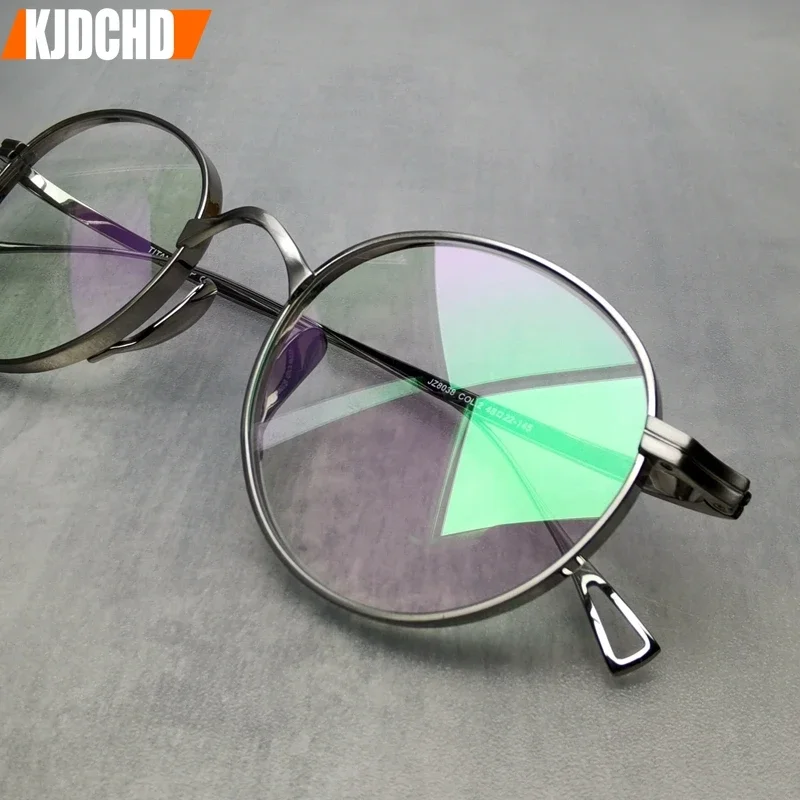 Оправа для очков из чистого титана мужские круглые овальные очки в стиле ретро