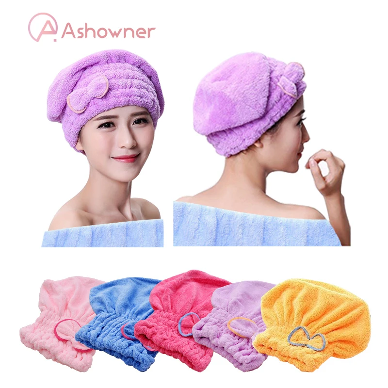

Hair Drying Cap Bowknot Towel Hair Shower Hat Quick Microfibre Wrapped Towels Bathing Cap For Woman Bath Bathroom Accessories