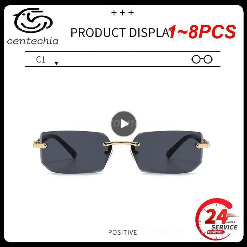 

Очки солнцезащитные без оправы UV400 для мужчин и женщин, Модные прямоугольные солнечные очки с градиентом, в стиле панк, без оправы, с защитой от ультрафиолета, 1-8 шт.