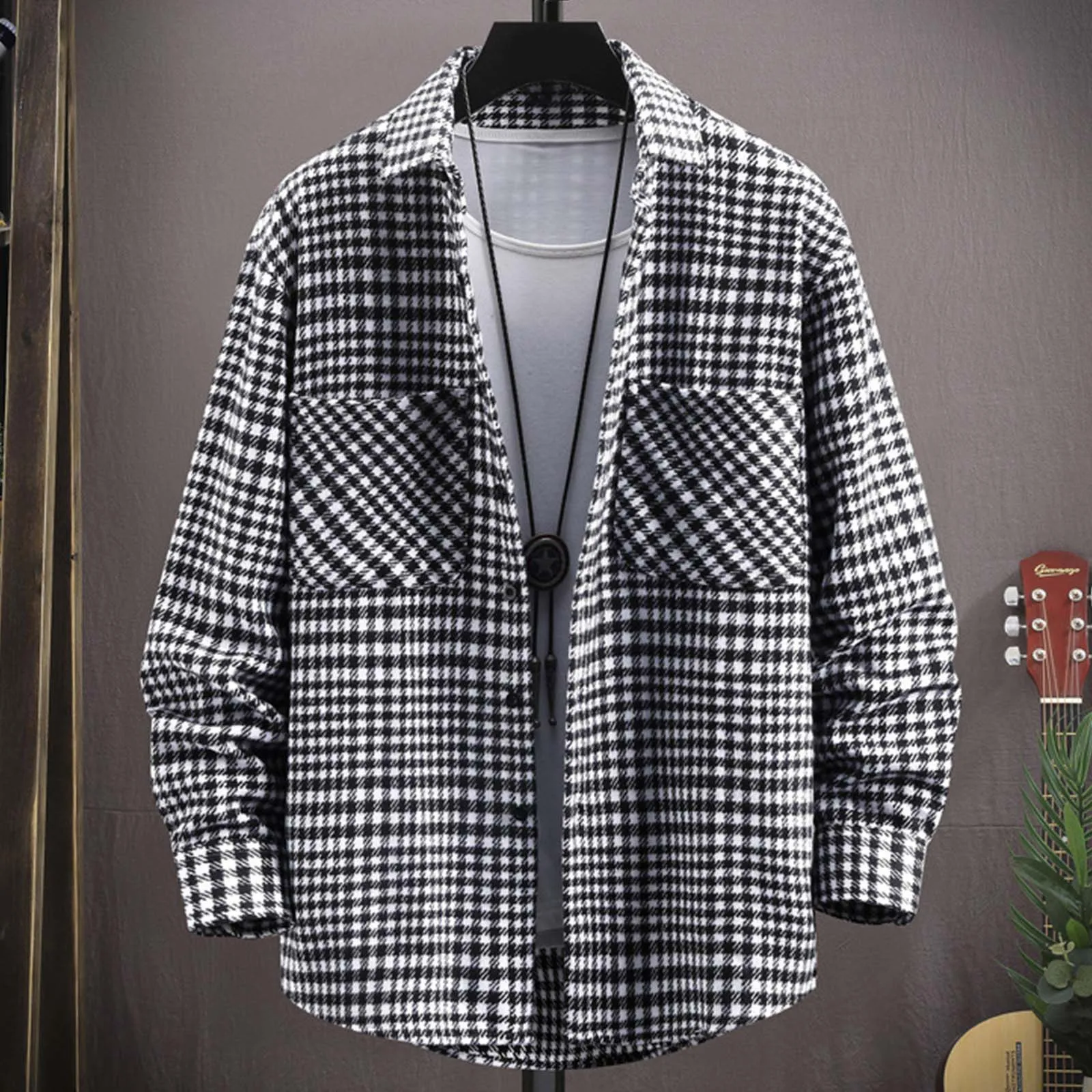 Рубашка в клетку для мужчин модная свободная Молодежная Красивая Повседневная