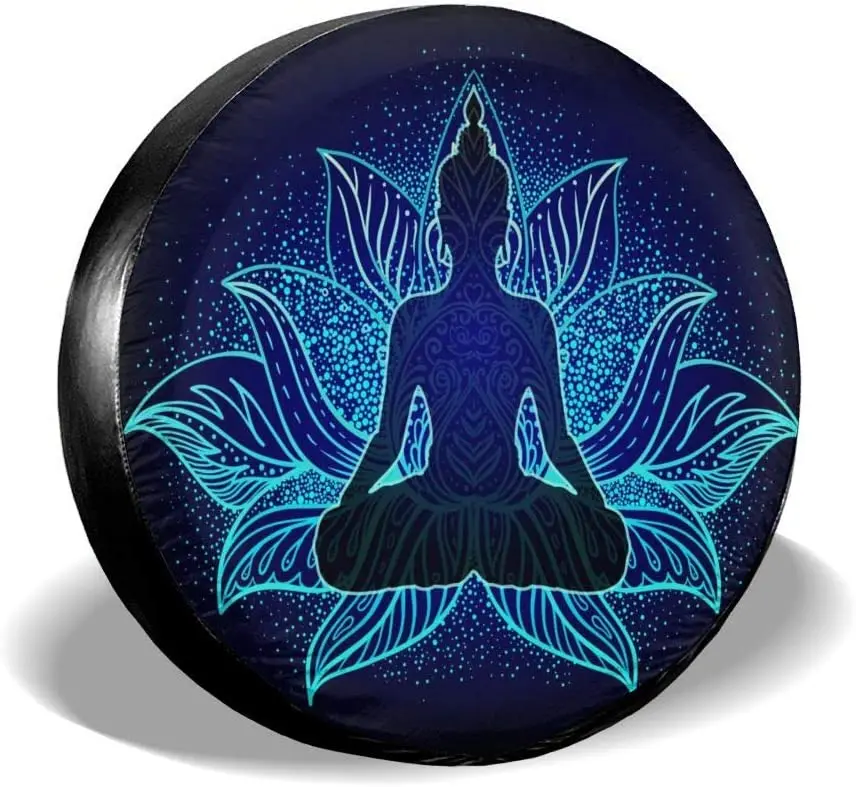 

Delerain Buddha Spare Tire Covers for Jeep RV Trailer SUV Truck and Many Vehicle, Wheel Covers Sun Protector Waterproof (16 Inch