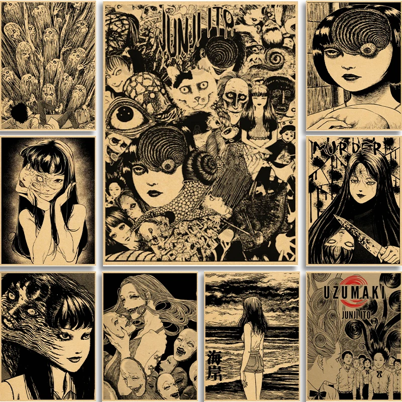 

Japanese Anime Junji Ito Poster Retro Canvas Painting High Quality Home Room Cartoon Art Printing Wall Sticker Decorative Painti