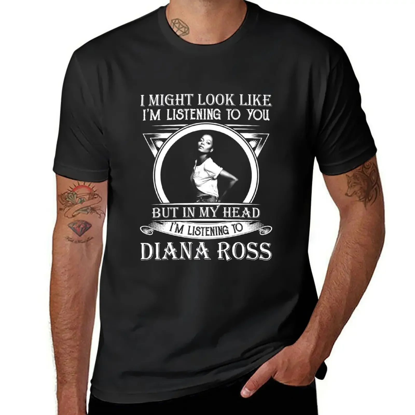 Я могу выглядеть как будто я слушаю тебя Diana Ross Винтажная футболка графическая