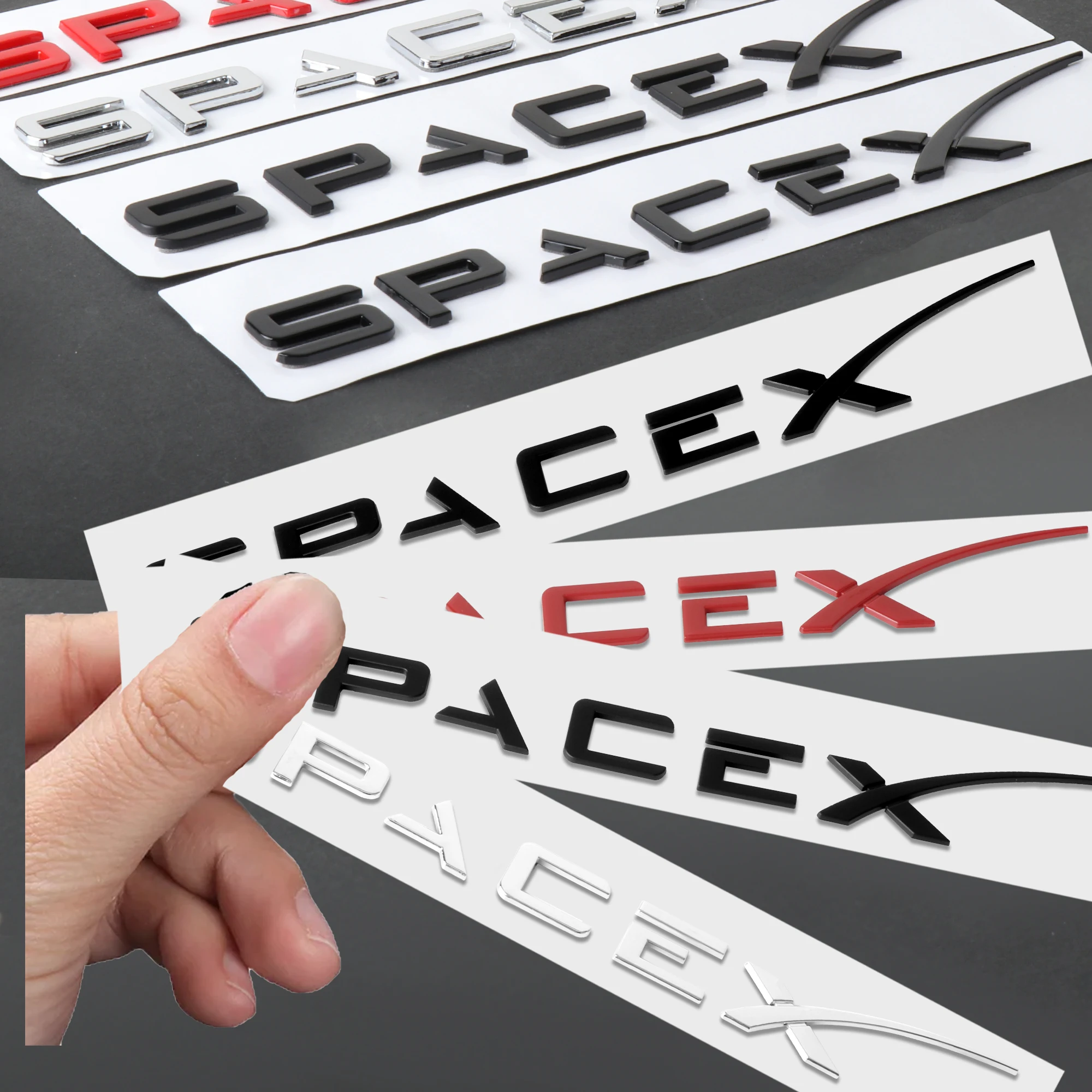 Фото 1 шт. SpaceX автомобильный алфавит логотип космическая наклейка на крыло боковая наклейка для Tesla Model 3 Y S X задняя эмблема значок багажник авто аксессуары №4