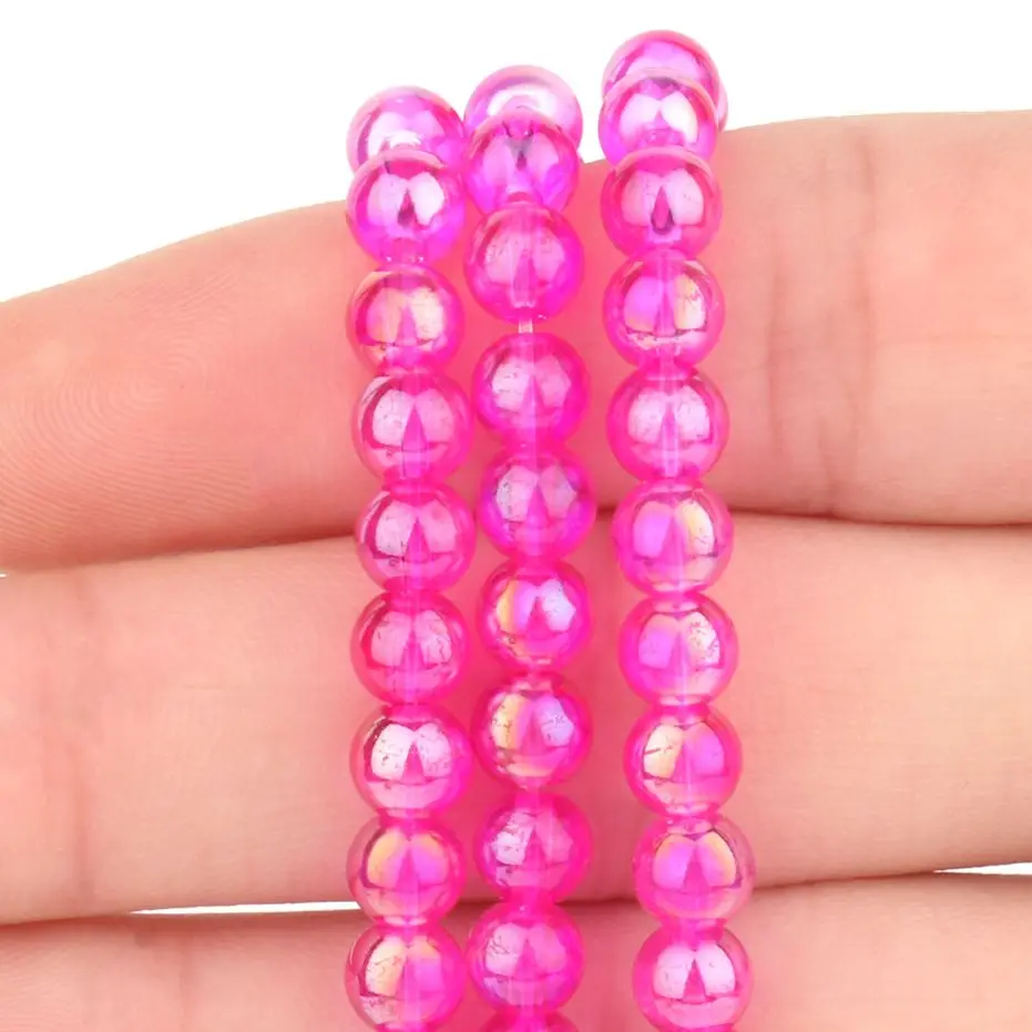 6 мм AB Fuschia кварцевые кристаллы, круглые кристаллы, свободные аксессуары для бисероплетения