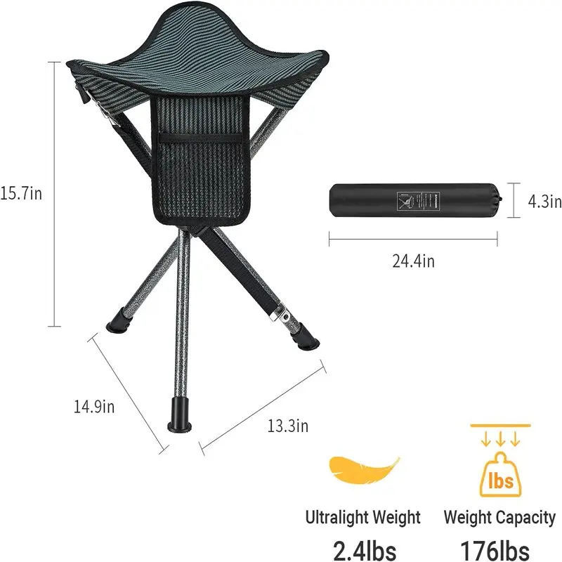 

Camping Chair Portable Folding Chair Lightweight Chair Seat Footstool 2 Pack Black Oversize camping chair Folding chair Stadium