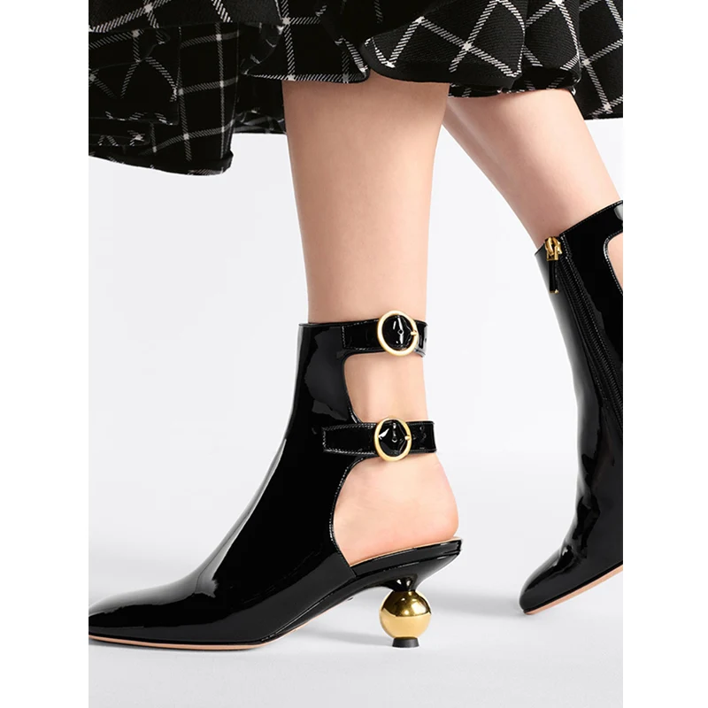 Пикантные летние ботинки на высоком каблуке с квадратным носком и ремешком