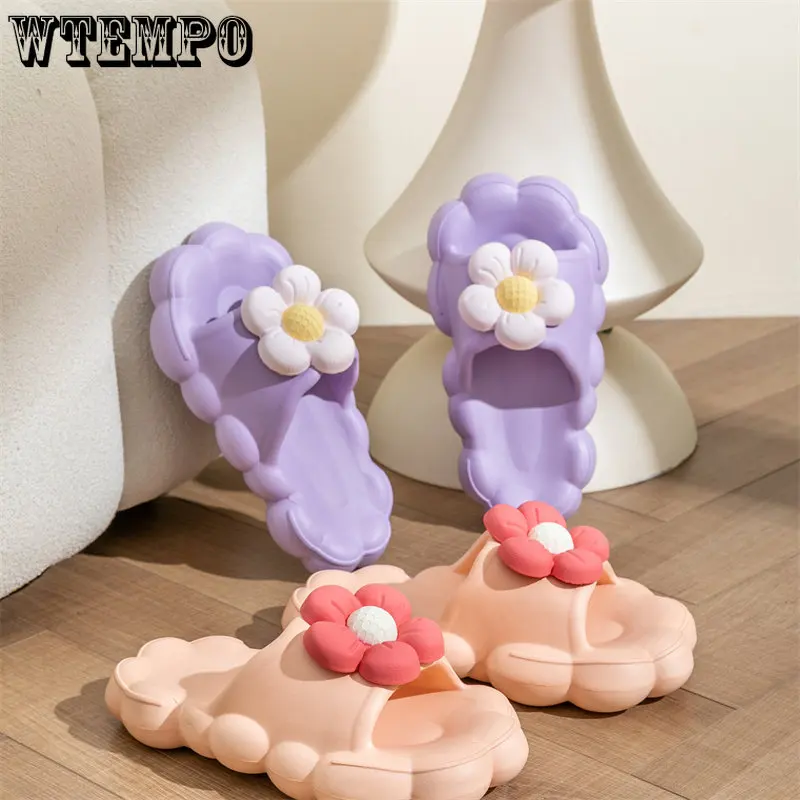 WTEMPO Super Cute Slippers Indoor Flower Slides for Women Girl Indoor Slippers Open Toe Platform Shoes Wholesale Dropshipping