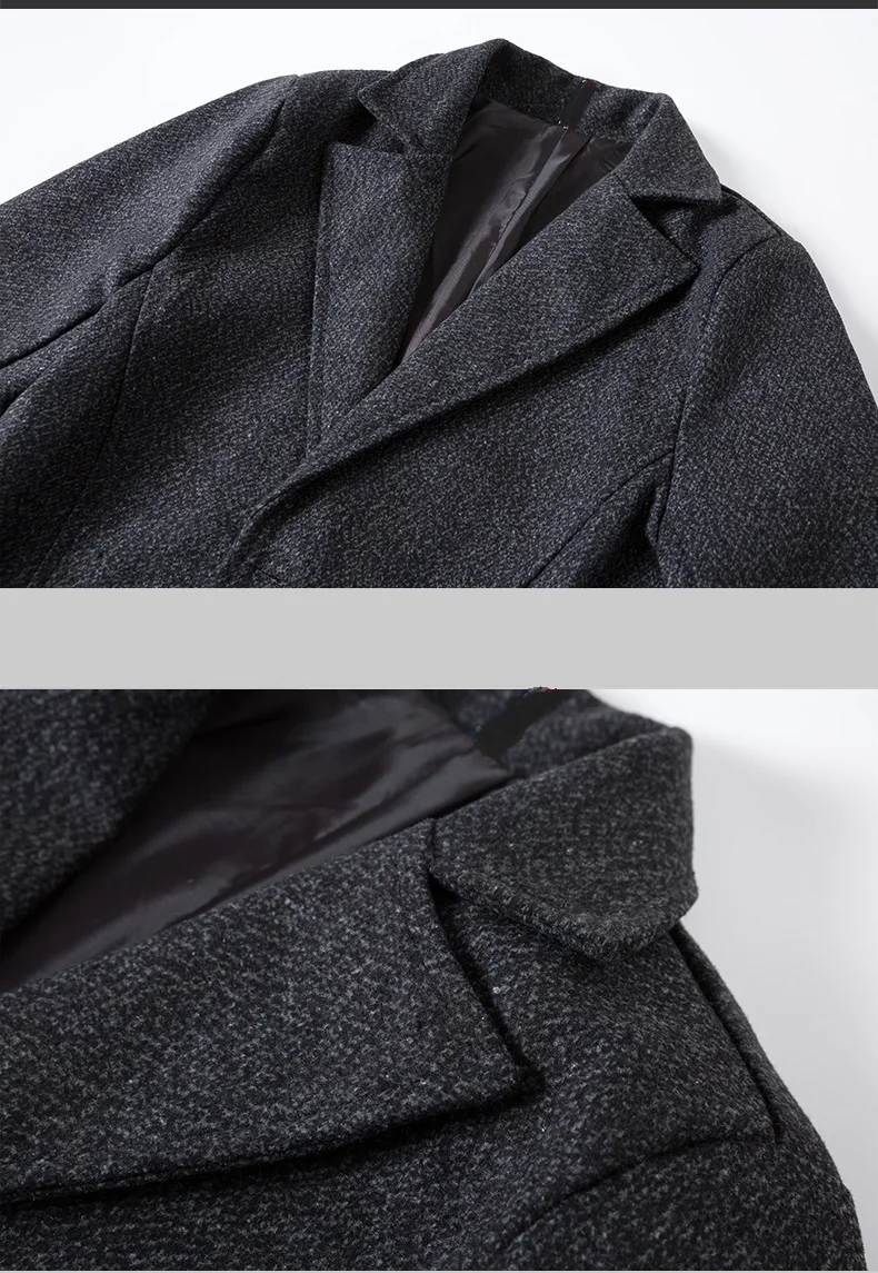 Men's Winter Quality Woolen Coats Single-breasted Lapel Slim Solid Overcoat Autumn Male Wool Blend Windbreaker Retro Jackets 5XL