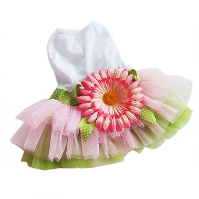 

Princess Style Dog Dresses Pet Floral Skirt Cotton Suspender Pet Clothing Mesh Skirt Sweet Dog Clothes for Small Dogs Pet Items