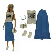 blue sport wear 11 5 doll outfits for barbie doll clothes for barbie clothes shirt skirt shoes bag glasses 16 bjd accessories