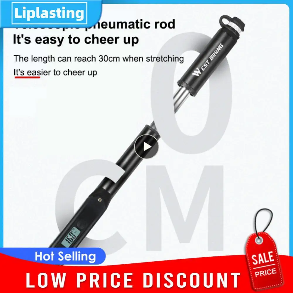 

Mini Bicycle Inflatable Pumps Aluminium Alloy Electronic Digital Display Bicycle Tire Pump Telescopic Pumping Bar Handle Pump